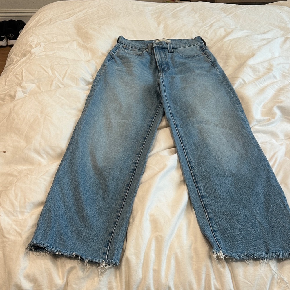 Madewell Wide-Leg Frayed Hem Jeans